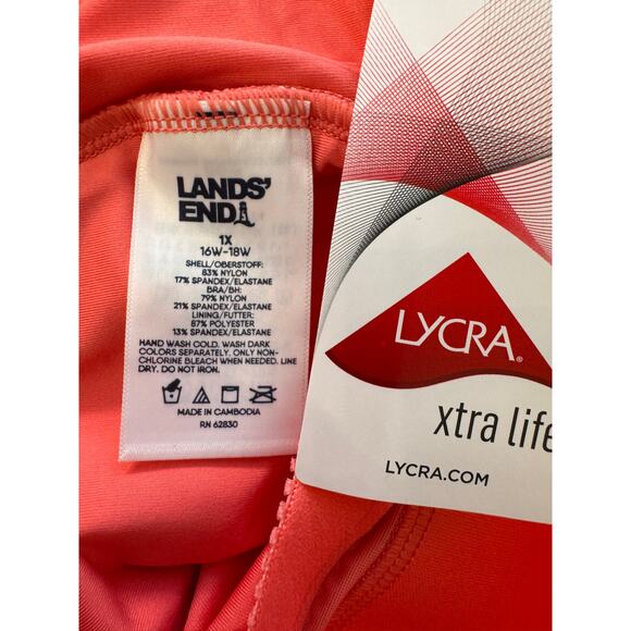 New LANDS' END Women's White Floral Halter Neck Swimsuit Size 1X - Picture 6 of 7